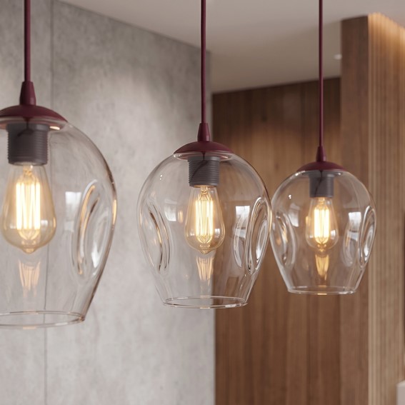 Lampa Wisząca ISTAR 3 Burgundowy/Transparentny