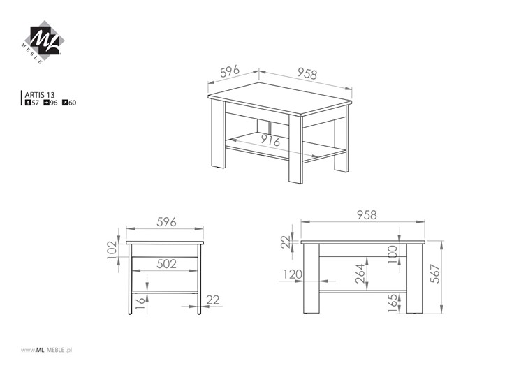 Ławostolik ARTIS 13 Dąb Artisan