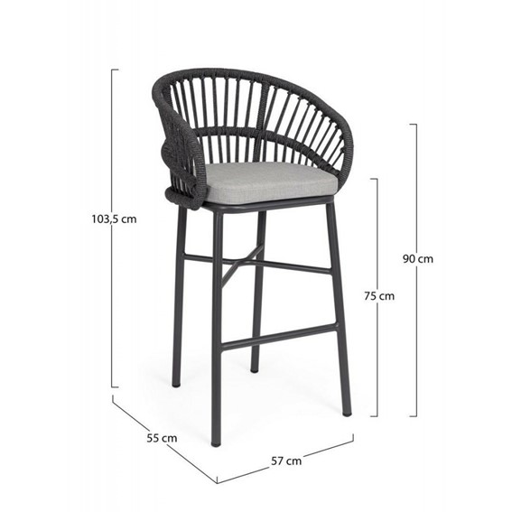 Krzesło Barowe Ogrodowe ODIVELAS Czarny