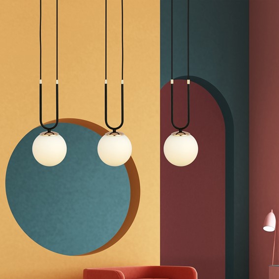 Lampa Wisząca GLAM 3 Czarny/Opal