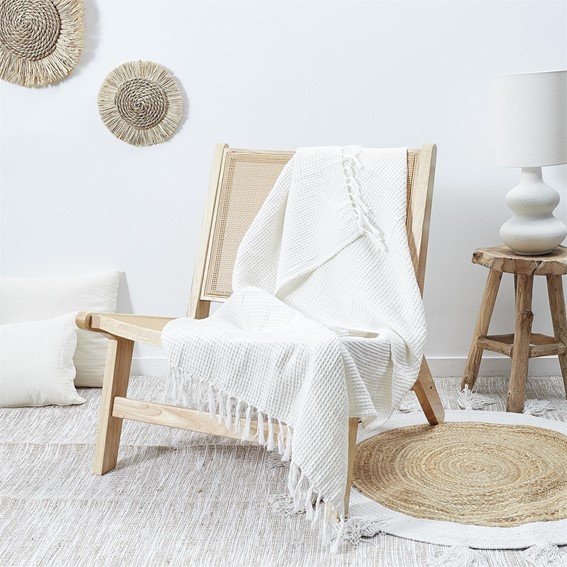 Koc/pled WAFFLE 160x130cm Biały