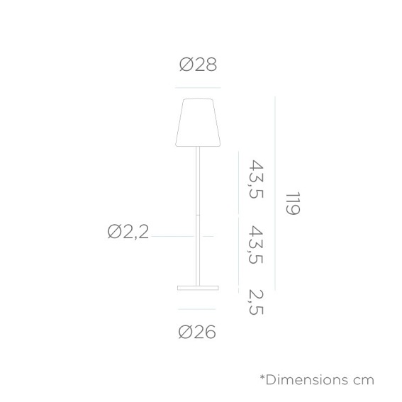 Lampa Podłogowa LOLA SLIM 120 SOLAR & BATTERY Brass/Biały