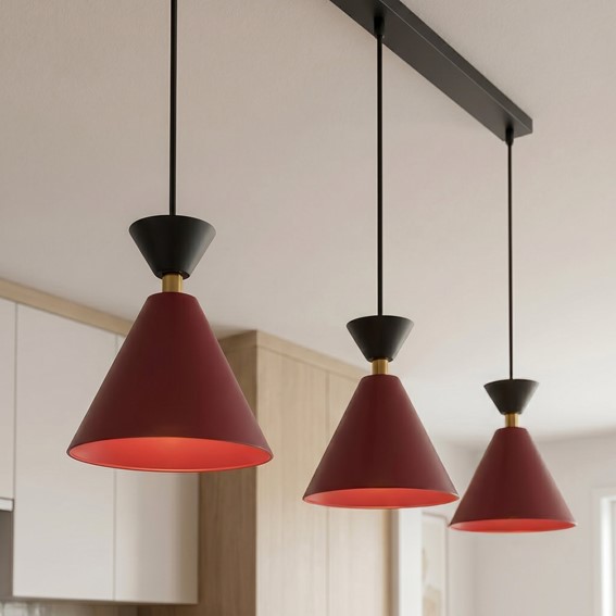 Lampa Wisząca KLEVER 3 Burgundowy/Czarny