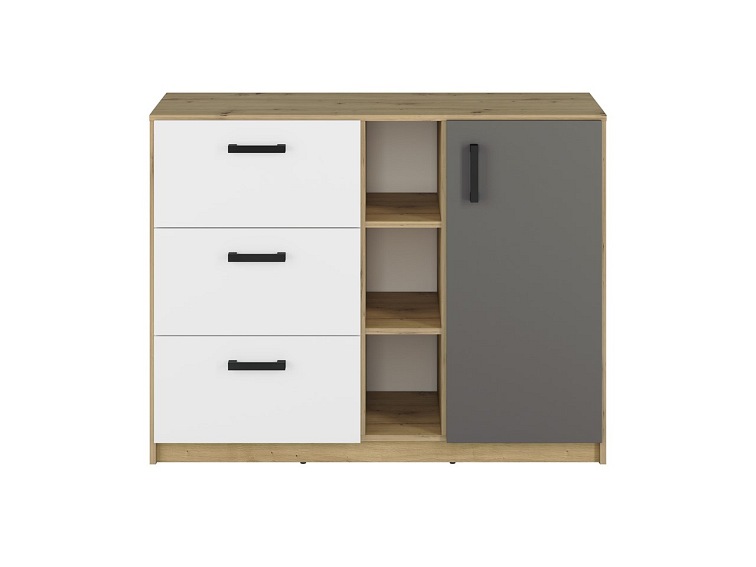 Komoda FINI 06 Biały/Szary/Dąb