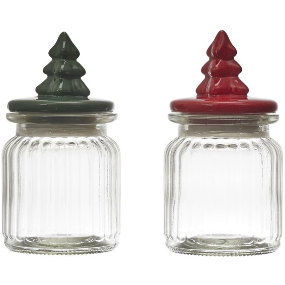 Słoik z Pokrywką w Kształcie Choinki Zielony