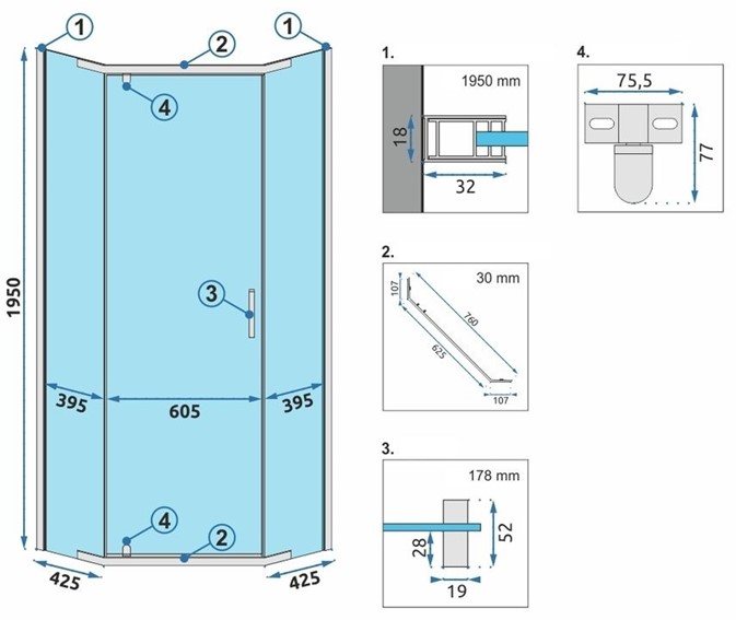 Kabina Prysznicowa AXIN 90x90 Chrom