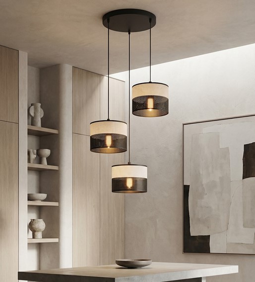 Lampa Wisząca KARBON 3 PREM Czarny/Szary