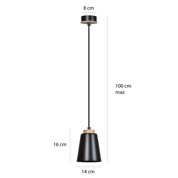 Lampa Wisząca BOLERO 1 Czarny