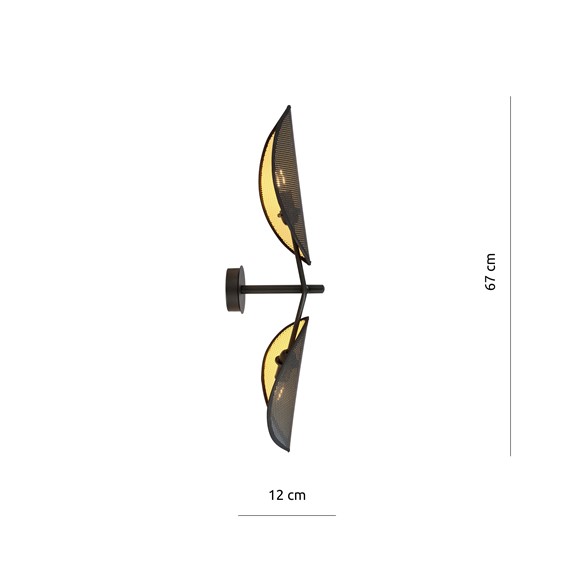 Kinkiet VENE K2 Czarny/Naturalny