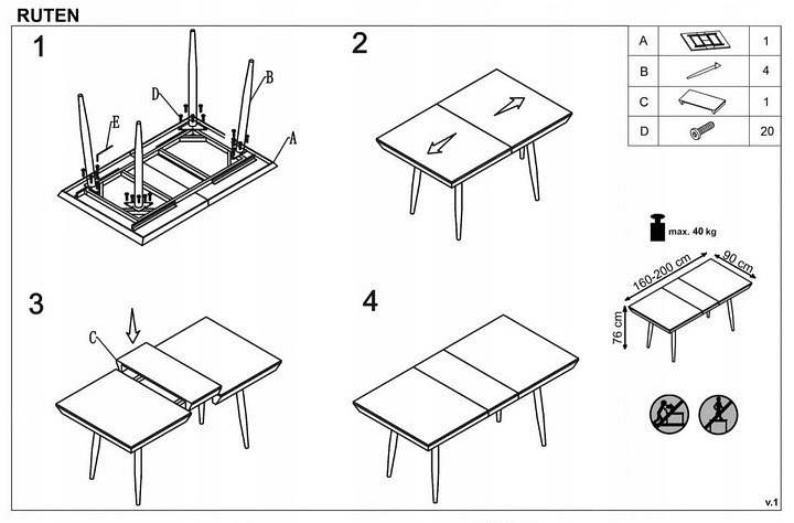 Stół RUTEN 160x90 Popielaty/Dąb Miodowy