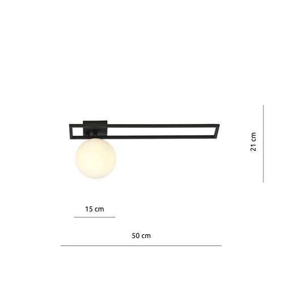 Lampa Sufitowa IMAGO 1C Czarny/Opal