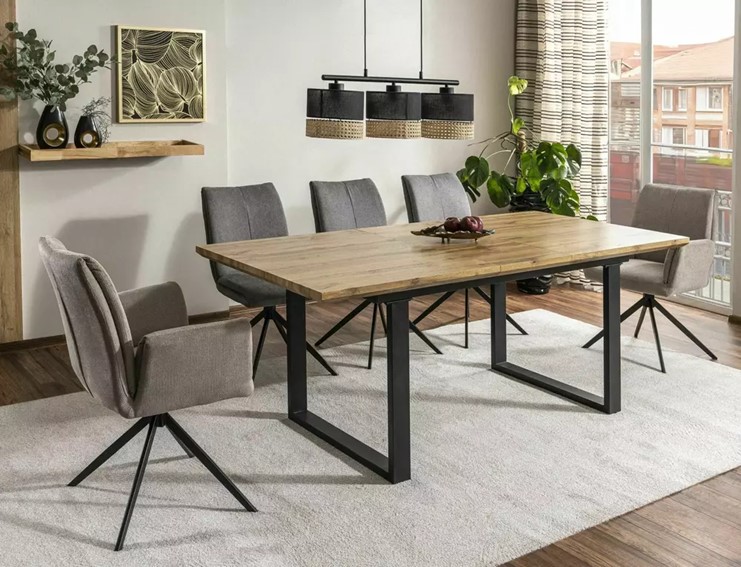 Stół UMBERTO II (160-240)x90 Czarny/Dąb Artisan