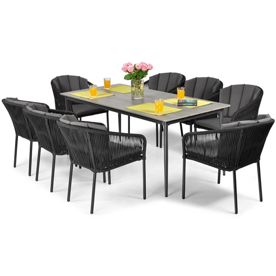 Zestaw Ogrodowy Jadalniany VICTORIA 8-Osobowy Czarny
