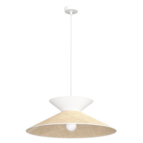 Lampa Wisząca SOFTA 1 Rattan/Biały