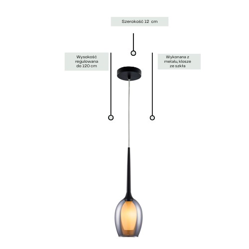 Lampa Wisząca ASTI 1 Clear Czarny