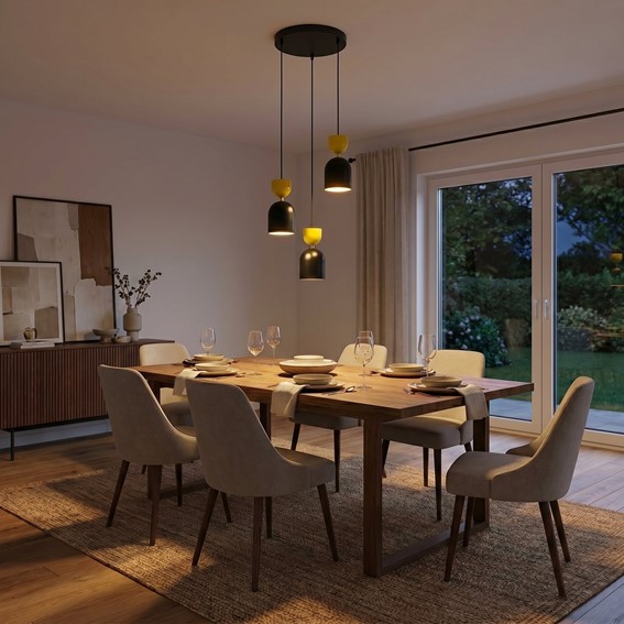 Lampa Wisząca GAUDI 3PREM Czarny/Pomarańczowy