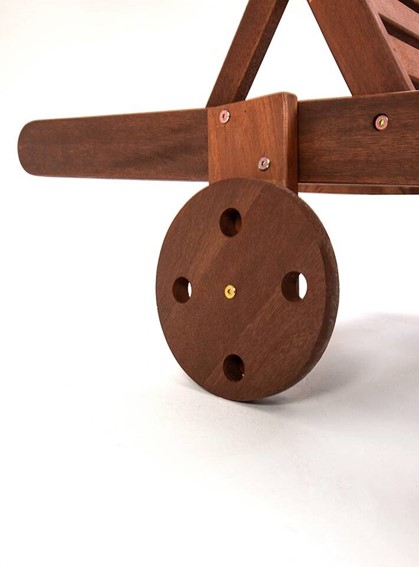 Leżak Ogrodowy AZURE Drewniany Materacem Biało/Czarnym