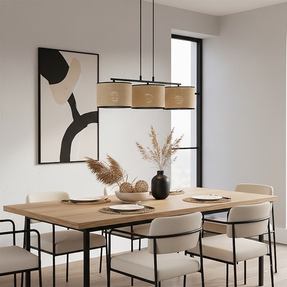 Lampa Wisząca ECO 3 Czarny/Rattan