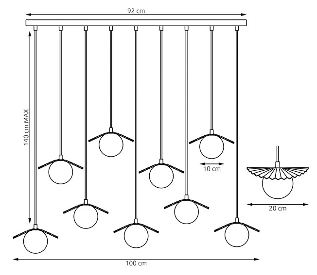 Lampa Wisząca FLORA 9 Beżowy/Opal