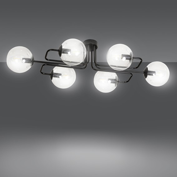 Lampa Sufitowa BRENDI 6A Czarny/Transparentny