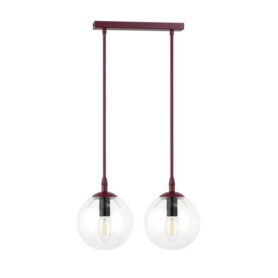 Lampa Wisząca COSMO 2 Burgundowy/Transparentny