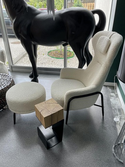 Fotel z Podnóżkiem Teddy Grand 91x77x114 Beżowy