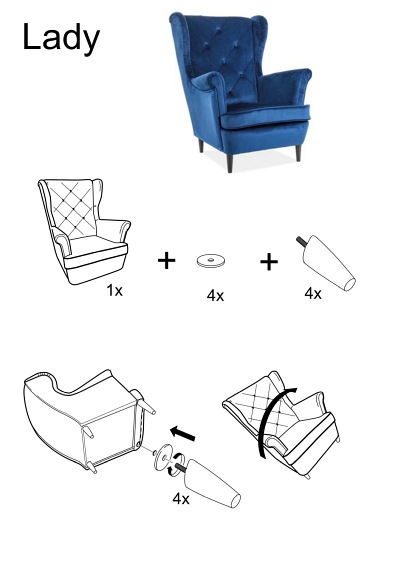 Fotel LADY Velvet Curry Bluvel 68