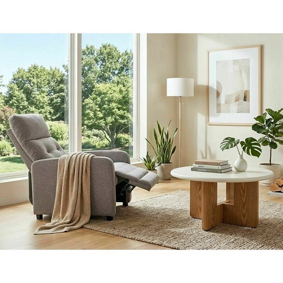 Ława ALMA Fi80cm Ecru/Dąb