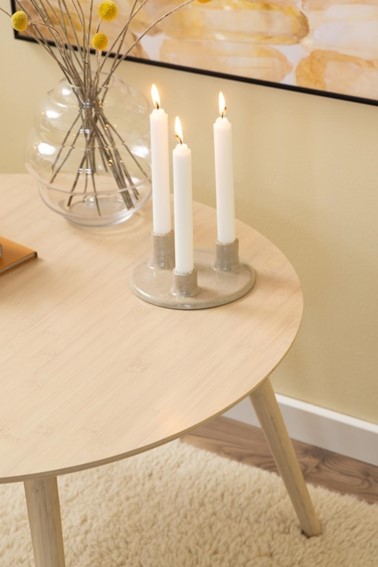 Stolik Kawowy ROSLIN Fi80cm Beżowy