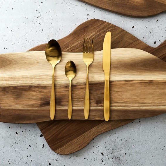 Zestaw Sztućców CHARBON 16szt  Jasne Złoto