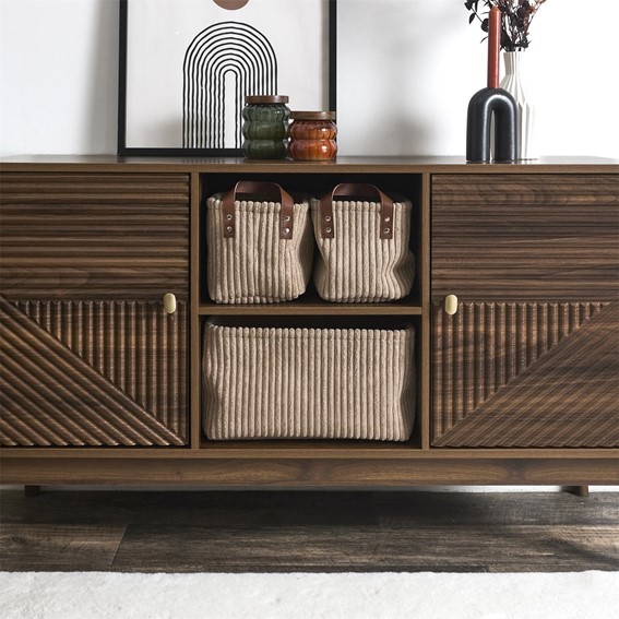 Zestaw 3 Koszy Sztruks Taupe