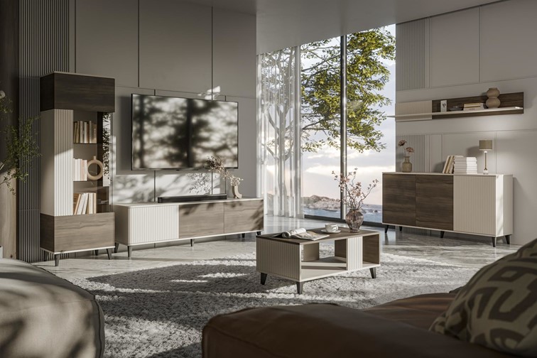 Półka Wisząca RANDOM 2 P-2 Kaszmir/Orzech/Czarny