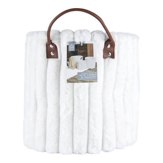 Zestaw 3 Koszy FURRY Biały