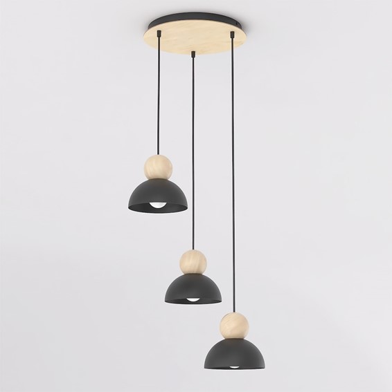 Lampa Wisząca KAKI 3PREM Czarny