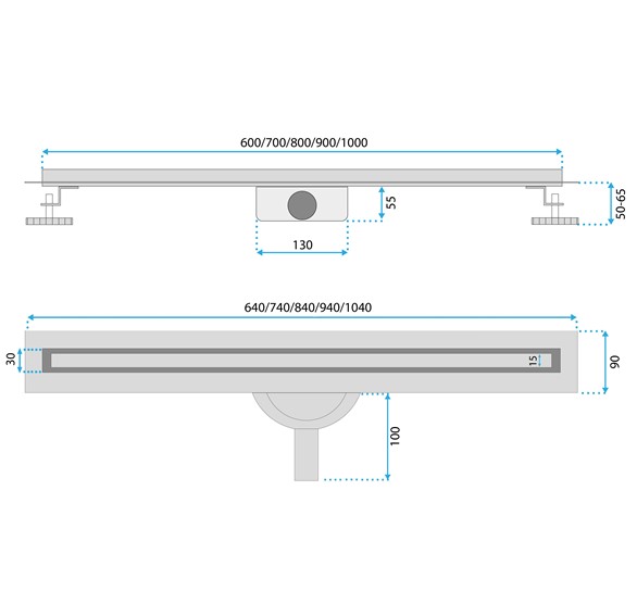 Odpływ NEOX SLIM PRO 1000 Złoty Szczotkowany