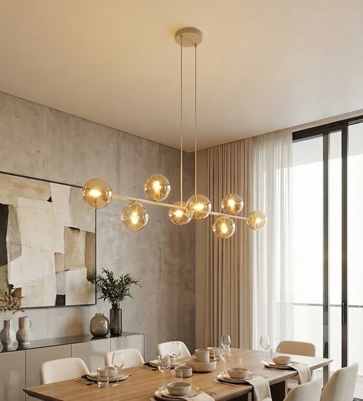 Lampa Wisząca MAGNUS 8 Beżowy/Bursztynowy