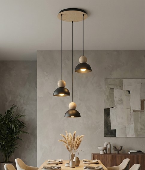 Lampa Wisząca KAKI 3PREM Czarny