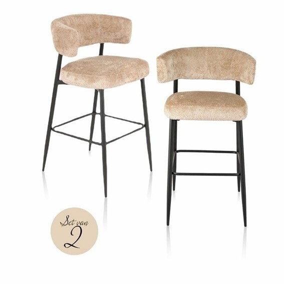 Zestaw 2x Krzesło Barowe ROCHELLE SHEEP Beżowy