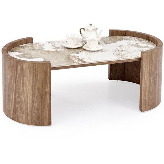 Ława NICOSIA Beżowy Marmur/Orzechowy