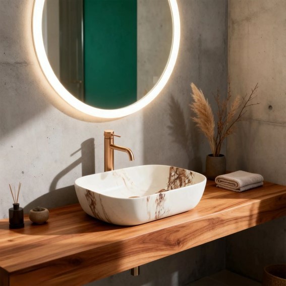 Umywalka Nablatowa BELINDA MARRONE MATT Beżowy