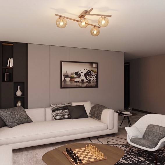 Lampa Sufitowa SMART 4 Beżowy/Miodowy