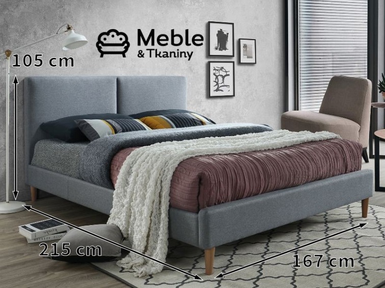 Łóżko ACOMA 160x200 Szary + Materac FAMILY MAX