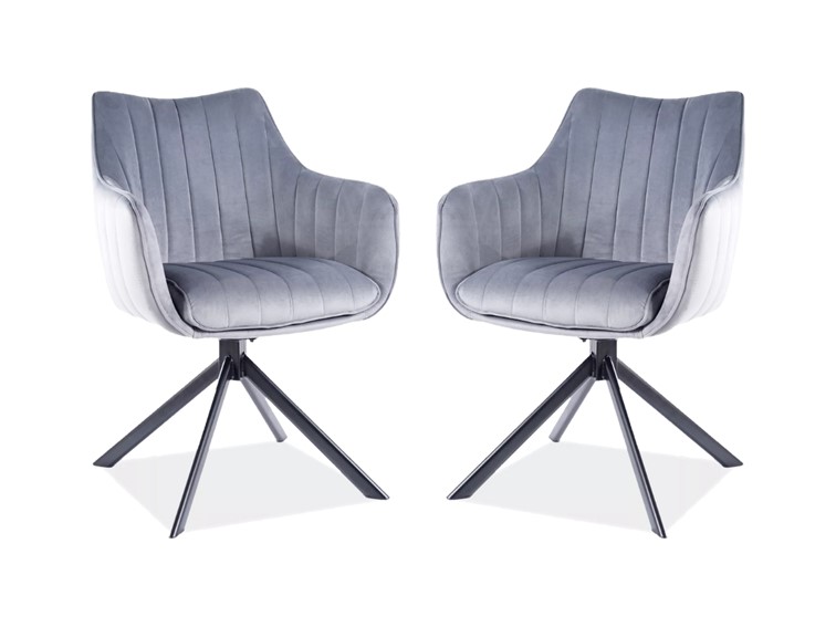 Zestaw 2x Krzesło AZALIA Velvet Czarny/Szary Bluvel 14