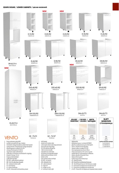 VENTO G-40/72 szafka górna front: popiel