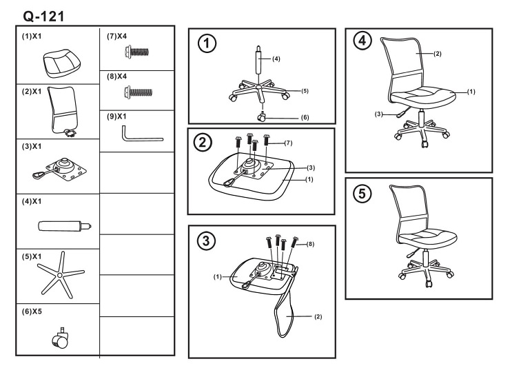 Fotel Obrotowy Q-121 Czarny