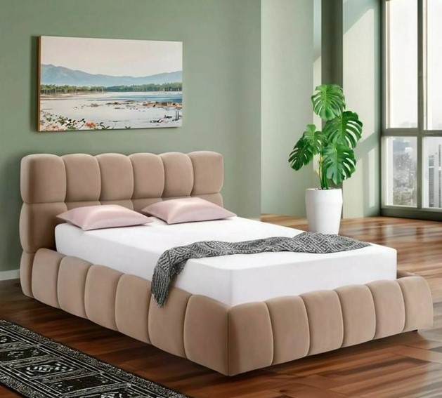 Łóżko PARMA Velvet 140x200cm Ciemny Beżowy