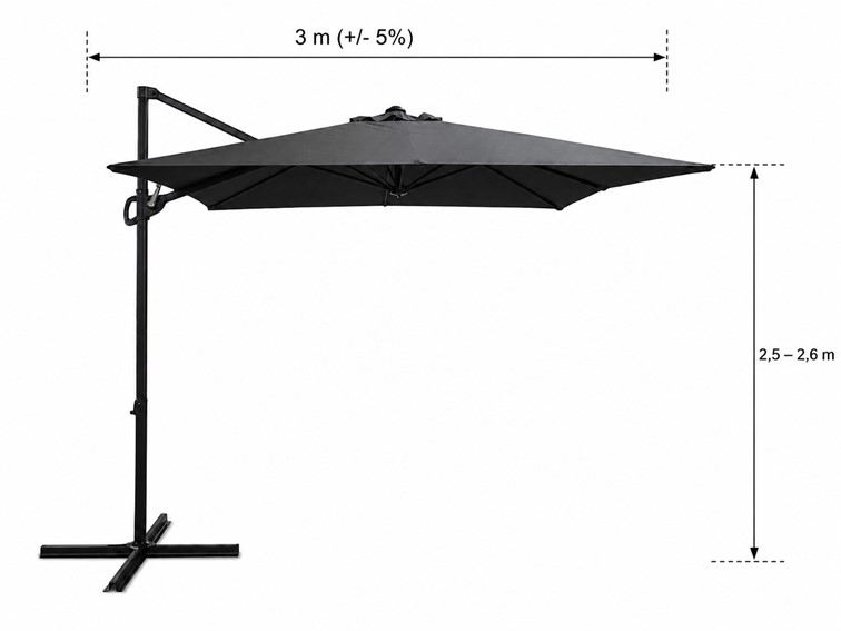 Parasol Ogrodowy LUMERO 3.0 Ciemny Szary