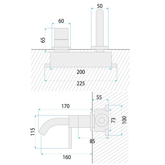 Bateria Podtynkowa FOSTER + BOX Nikiel Szczotkowany