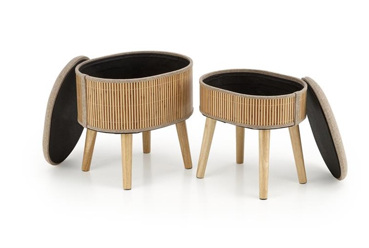 Zestaw 2 Puf TICO Naturalny/Beżowy