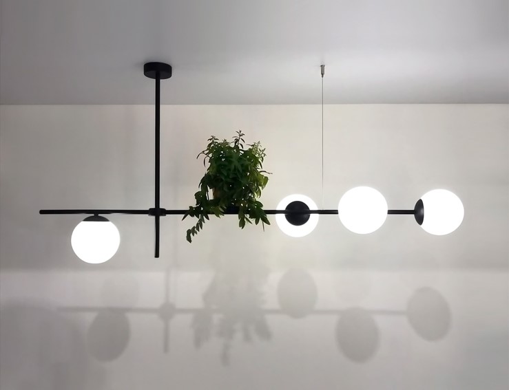 Lampa Sufitowa VUELTA K-4737 z Kwietnikiem Czarny/Biały Matowy